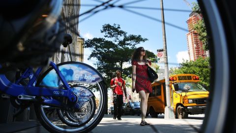 Pedestrians walk through Fort Greene, a growing cultural district of Brooklyn located close to Manhattan.