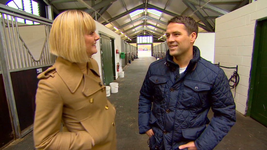 Owen shows CNN's Amanda Davies around his stables, which are home to 90 horses and boast an equine pool and vet center.