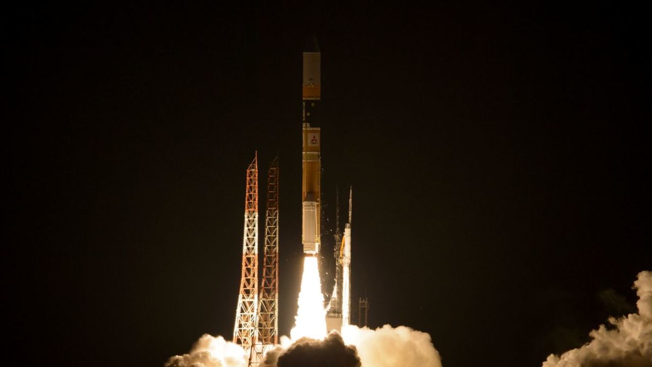 A NASA satellite blasted off on this rocket at Japan's Tanegashima Space Center at 3:37 a.m. Friday (1:37 p.m. Thursday ET).