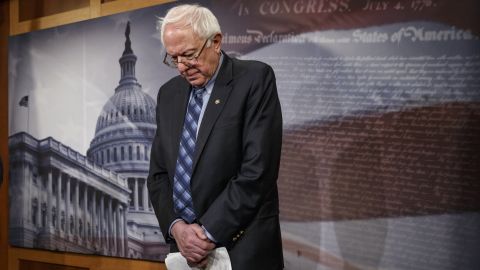 Veterans Affairs chairman Sen. Bernie Sanders stands in defeat after the Senate derailed his veterans' benefits bill.