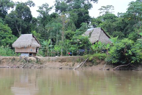 Llanchama, as seen from the waterway running through it. The waterways wending their way through Yasuni are a vital lifeline for villagers here.