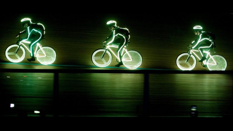Cyclists with neon costumes participate in the opening of the Track Cycling World Championships in Cali, Colombia, on Wednesday, February 26. About 350 athletes from 35 countries will compete through March 2.