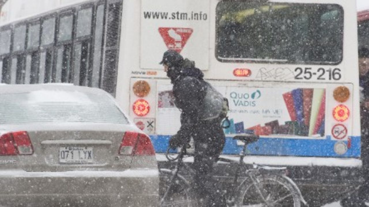 Braving the snow in Montreal, Canada
