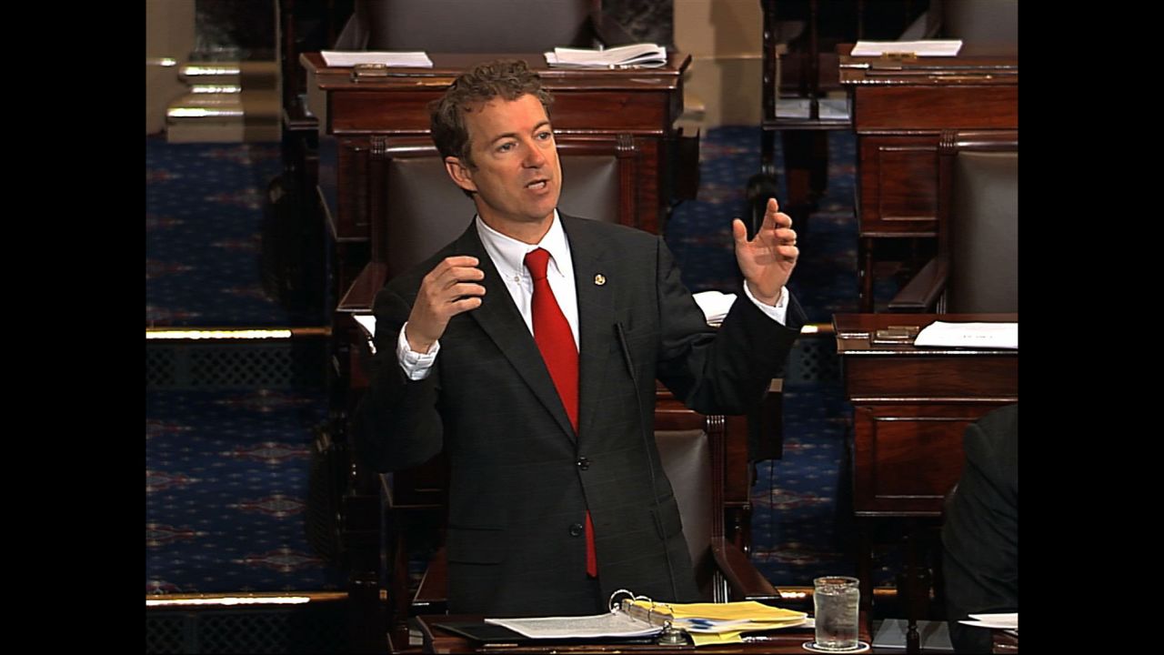 Kentucky Sen. Rand Paul conducted a 13-hour filibuster in March 2013 against the nomination of John Brennan as director of the CIA. He's viewed as a possible presidential candidate in 2016.
