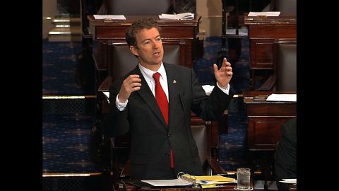 Kentucky Sen. Rand Paul conducted a 13-hour filibuster in March 2013 against the nomination of John Brennan as director of the CIA. He's viewed as a possible presidential candidate in 2016.