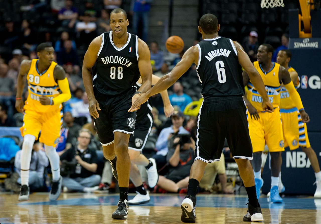 After signing a 10-day contract to play for the Brooklyn Nets, Jason Collins (wearing the No. 98 jersey) became the first openly gay player in U.S. major sport. His first game for the Nets was a 108-102 win over the Los Angeles Lakers. Collins played in another win on Thursday, as the Nets won at the Denver Nuggets.