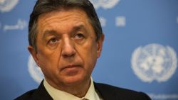NEW YORK, NY - FEBRUARY 24: Ukrainian respresentative to the United Nations, Yuriy Sergeyev, speaks during a press conference about the on-going social upheaval in Ukraine, on February 24, 2014 at the United Nations in New York City. Ukraine has seen serious protests and clashes between protestors and police over the past three months, leaving over one hundred people dead. (Photo by Andrew Burton/Getty Images)