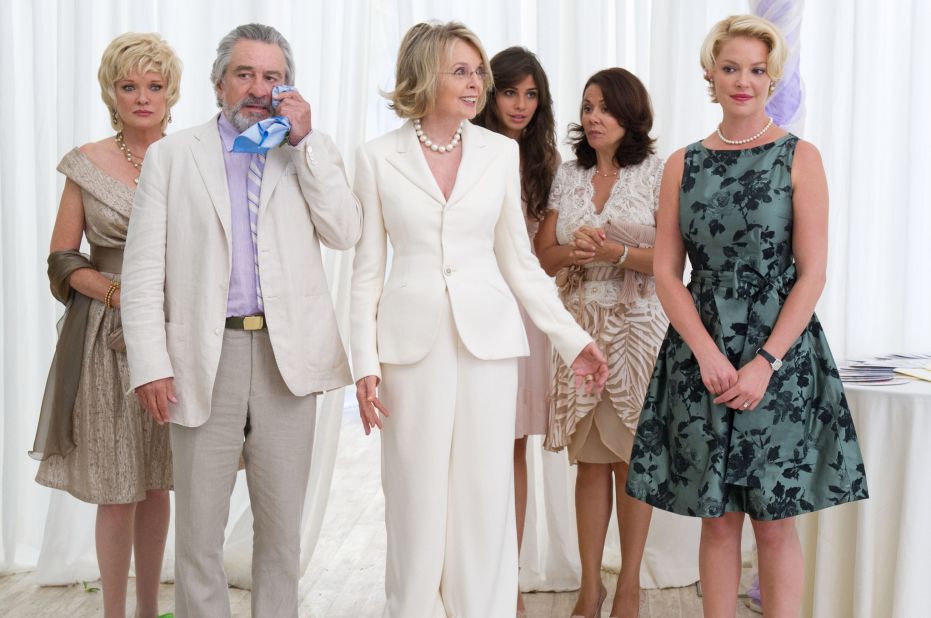 Christine Ebersole, Robert De Niro, Diane Keaton, Ana Ayora, Patricia Rae and Katherine Heigl star in the ensemble comedy "The Big Wedding" in 2013. 