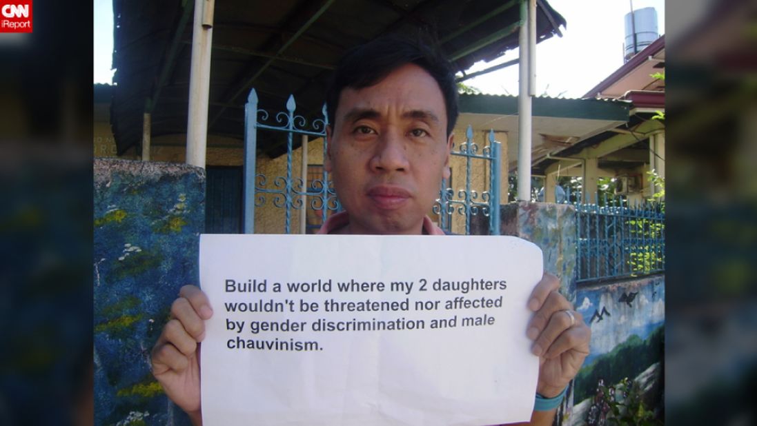 <a href="http://ireport.cnn.com/docs/DOC-1093025">Rummel Pinera</a>, a Filipino father, has a simple wish for his two daughters -- to be seen as equal members of society. "I want my daughters to grow up in a world that would not limit their opportunities just because of the fact that they're girls," he says.
