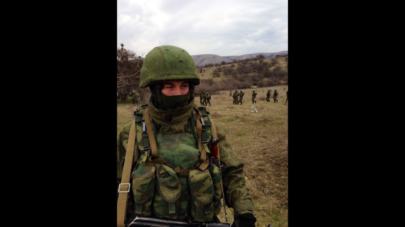 PEREVALNOYE BASE, UKRAINE:  "Outside Ukrainian base in Crimea (March 2), tight-lipped but obviously Russian marines deploy around perimeter as Ukrainian soldiers inside vow not to surrender." - CNN's Ben Wedeman.  Follow Ben on Instagram at <a href="index.php?page=&url=http%3A%2F%2Finstagram.com%2Fbcwedeman" target="_blank" target="_blank">instagram.com/bcwedeman</a>.