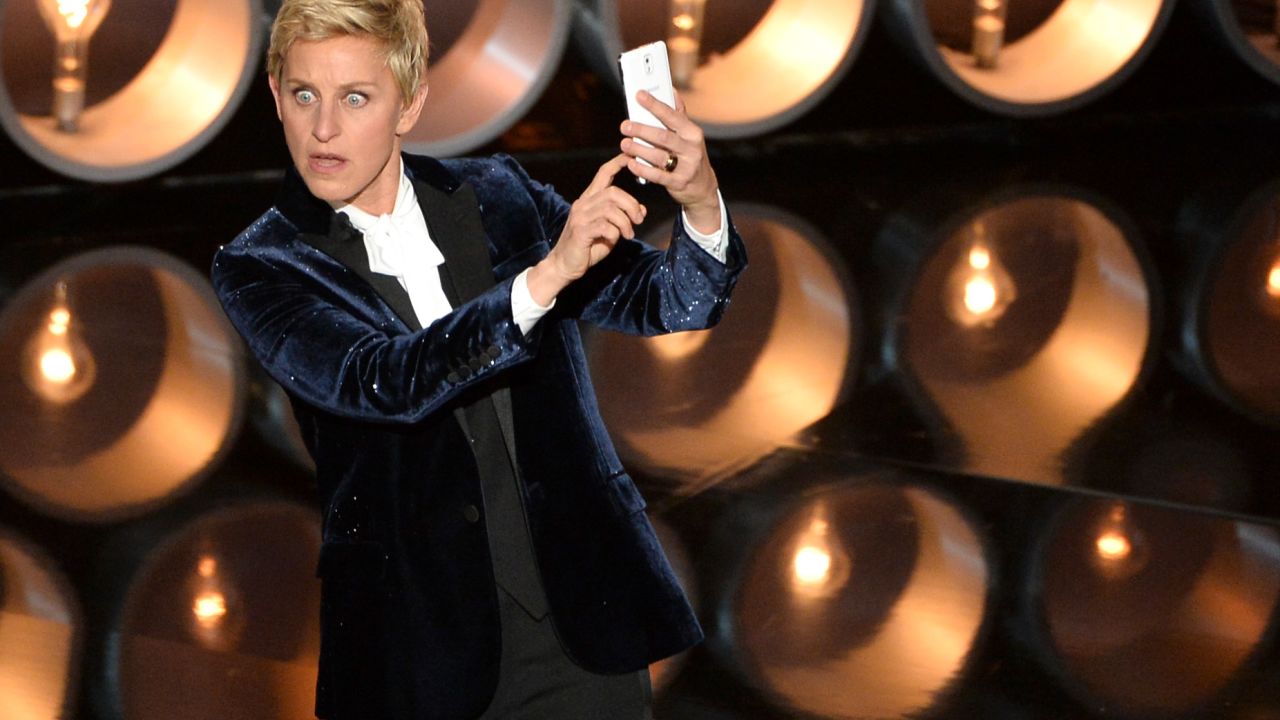 Oscars host Ellen DeGeneres took a selfie on stage in 2014.