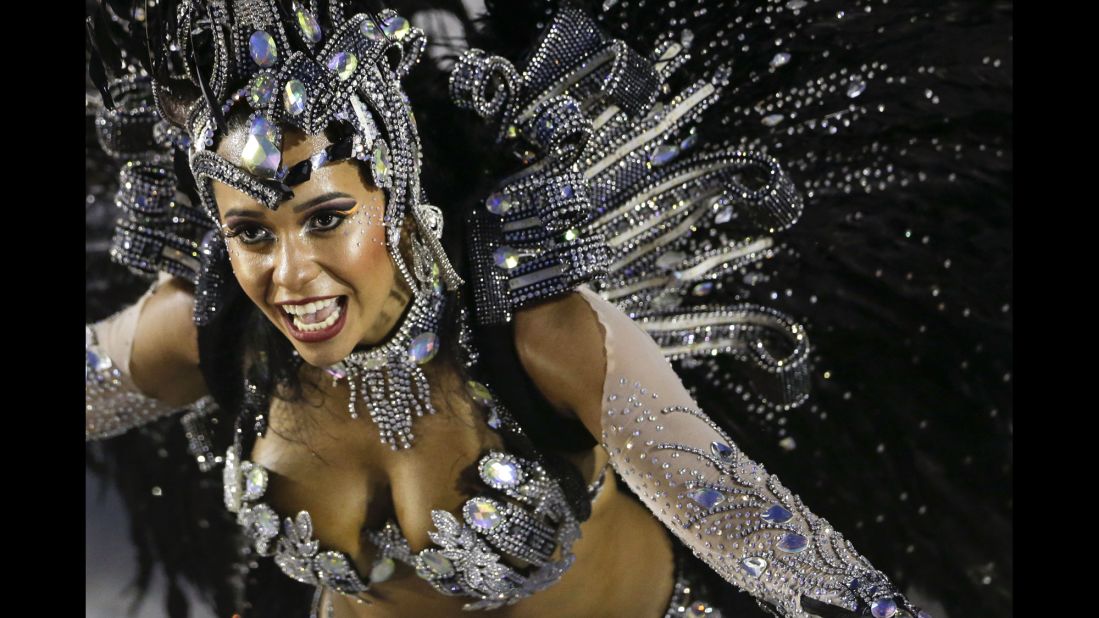 A performer is seen at a parade in Rio de Janeiro on March 3.