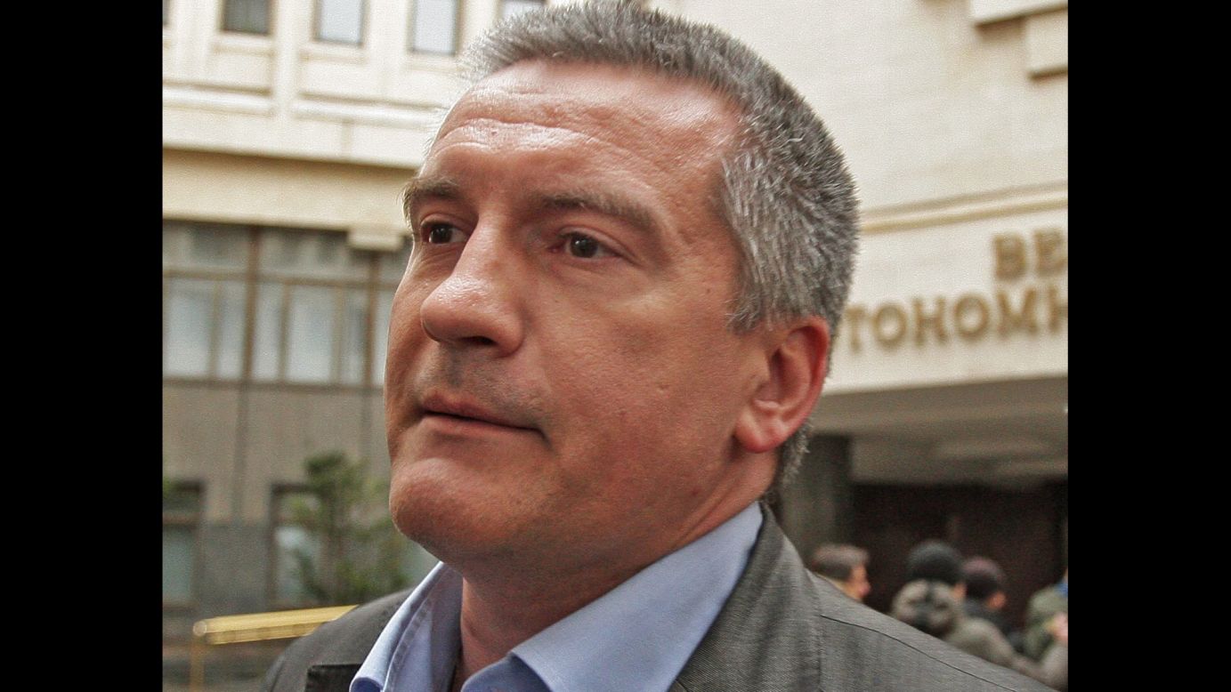 <strong>Crimean Prime Minister Sergey Aksyonov:</strong> Aksyonov was installed as the prime minister of Crimea after armed men took over the Crimean Parliament building in late February. The pro-Russian leader asked Putin for help in maintaining peace on the Black Sea peninsula where Russia's fleet is based. Security forces "are unable to efficiently control the situation in the republic," he said in comments broadcast on Russian state channel Russia 24.