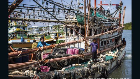 Thai fishing boats have to venture further for longer for less catch.