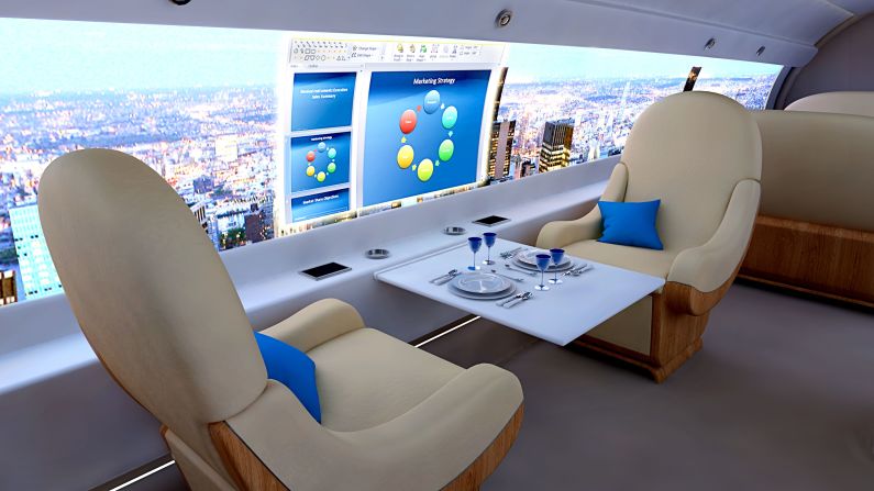 Executives could also use the embedded screens to give PowerPoint presentations while in the air. 