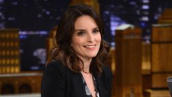 Tina Fey shares a laugh with Jimmy Fallon on "The Tonight Show" on March 3.