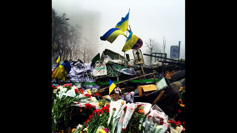 KIEV, UKRAINE:  The Shrine of the Fallen on Institutska Street honors the "Heroes" killed in clashes with police.  Photo on March 4 by CNN's Dominique Van Heerden.  Follow Dominique on Instagram at <a href="index.php?page=&url=http%3A%2F%2Finstagram.com%2Fdominique_vh" target="_blank" target="_blank">instagram.com/dominique_vh</a>.
