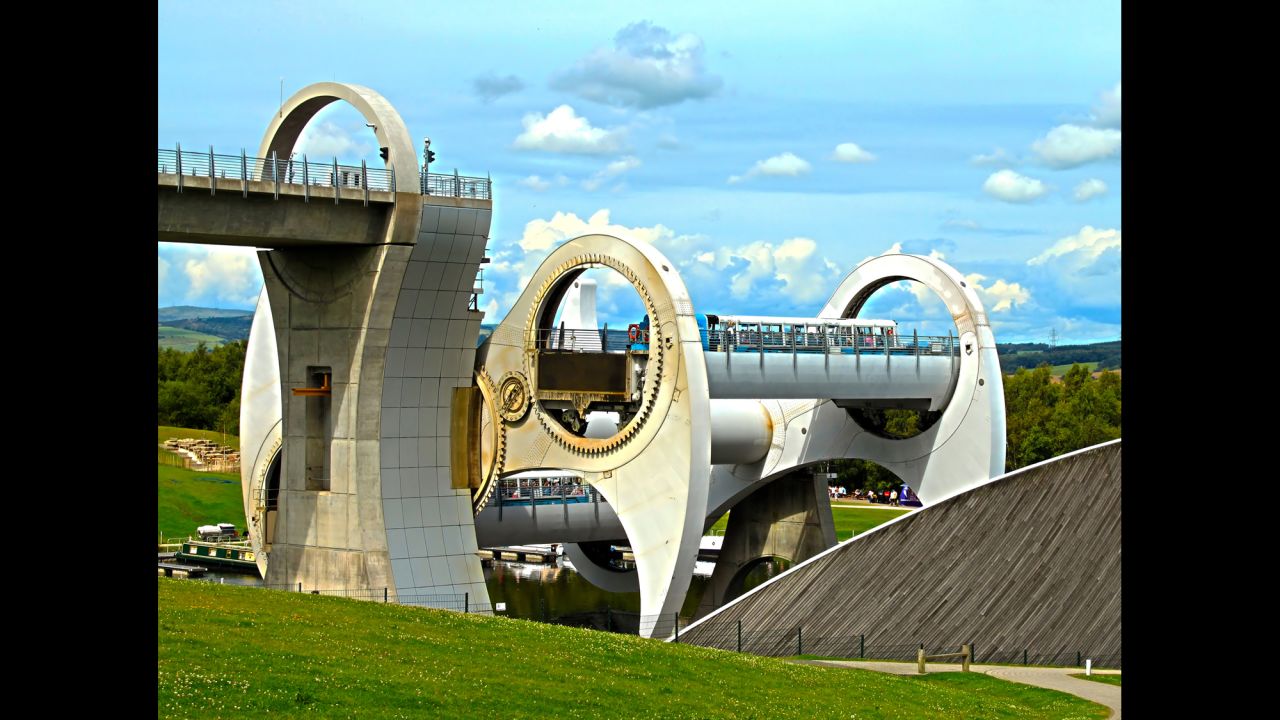The 50-minute gondola tours at Scotland's Falkirk Wheel traverse two canals and include two rides on the elevator.