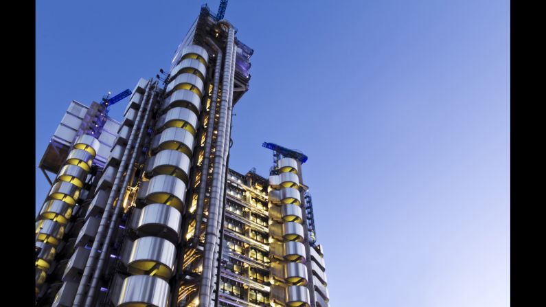 The Lloyd's building in London was designed inside out, and the 12 glass elevators travel along the exterior, offering sweeping city views.