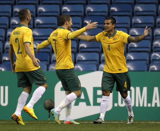 Tim Cahill's sensational volley against the Netherlands was one of the goals of the tournament. The Socceroos led 2-1 before the Dutch hit back to claim a dramatic 3-2 victory.