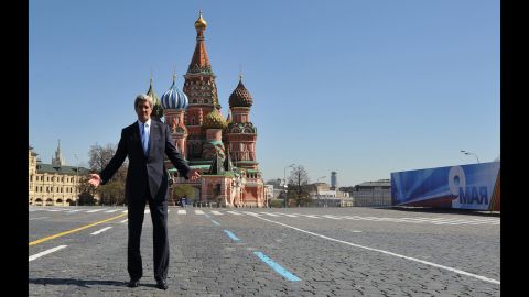 In May 2013, Kerry met with Russian President Vladimir Putin and visited the St. Basil Cathedral in Moscow's Red Square.
