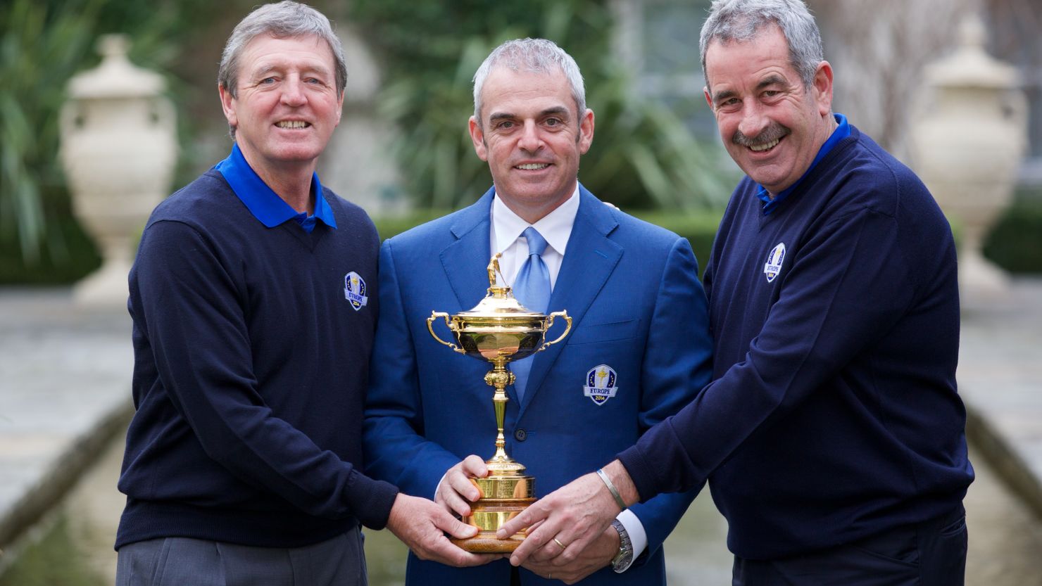 European captain McGinley has named two close friends -- Des Smyth (l) and Sam Torrance (r) -- as his first vice captains. 