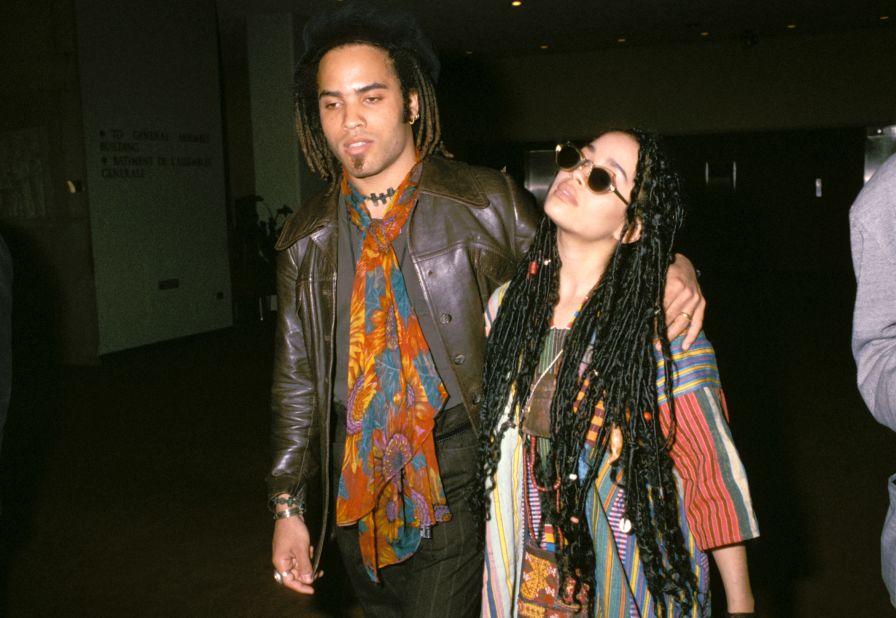 Lenny Kravitz and former "Cosby Show" star Lisa Bonet seemed tailor-made for each other, right down to their love of hippie style. The pair met at a New Edition concert in 1985 and married in 1987, welcoming daughter Zoe a year later. "We were very young, and it was wonderful," Kravitz recalled in 2013. Now, "Zoe's mom and I are best friends," Kravitz said. "It's interesting because that's how the relationship started." Bonet is now married to actor Jason Momoa. 