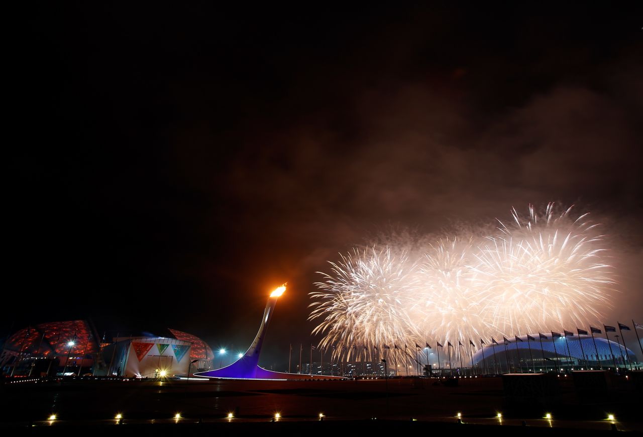 Fireworks explode over Fisht Olympic Stadium on Friday, March 7, at the end of the opening ceremony for the Winter Paralympic Games. The Paralympics are in Sochi, Russia, like the recently completed Winter Olympic Games.