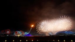 SOCHI, RUSSIA - MARCH 07: Fireworks explode over the Olympic Park at the end of the Opening Ceremony of the Sochi 2014 Paralympic Winter Games at Fisht Olympic Stadium on March 7, 2014 in Sochi, Russia.  (Photo by Harry Engels/Getty Images)