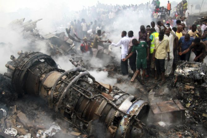<a href="index.php?page=&url=http%3A%2F%2Fwww.cnn.com%2F2012%2F06%2F03%2Fafrica%2Fgallery%2Fnigeria-plane-crash%2Findex.html">A Dana Air MD-83 carrying 153 people</a> crashed on June 3, 2012, in a residential neighborhood in Lagos, Nigeria's most populous city. No one on the plane survived, and 10 people on the ground were killed.