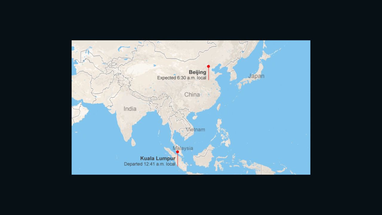 Map: Malaysia airliner lost contact