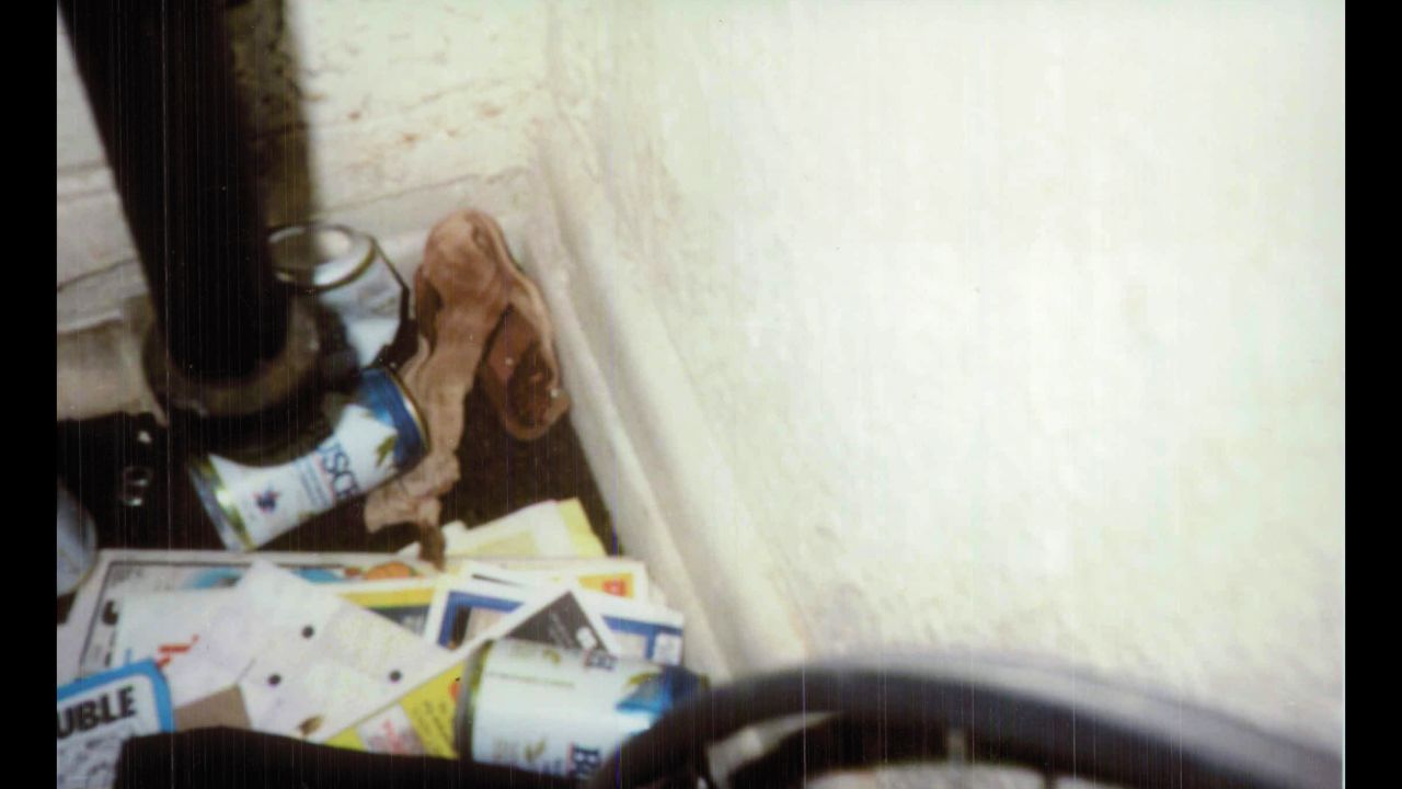 This police crime scene photo shows a blood-soaked bandage found in D'Ambrosio's apartment. 
