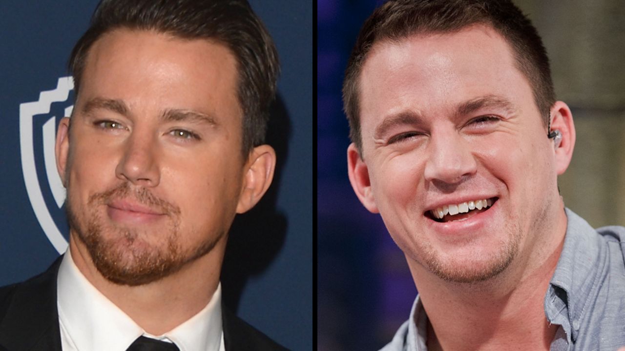 Channing Tatum sports a dab of facial hair at the 2014 Golden Globes in January, and a much smaller dab during a TV appearance in 2013. 