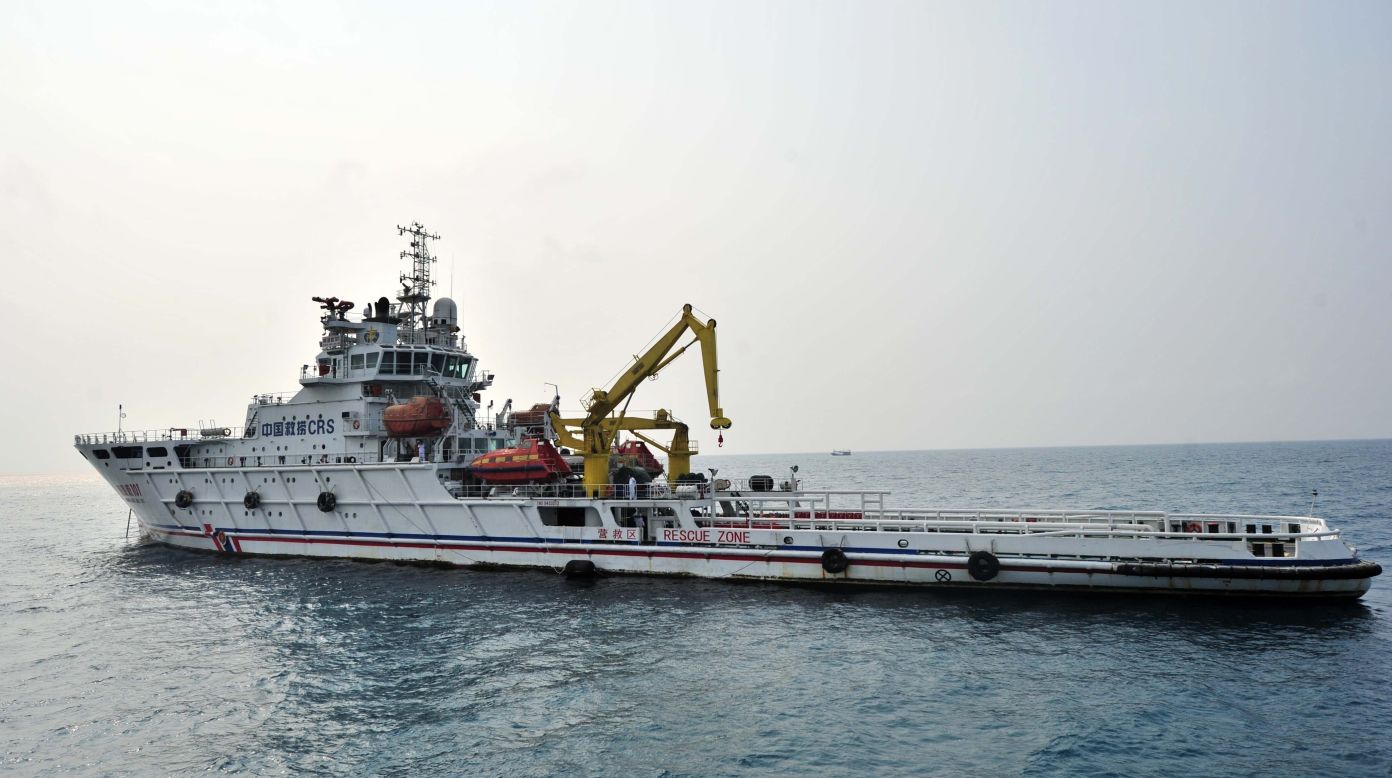 The rescue vessel sets out from Sanya in the South China Sea on March 9, 2014.