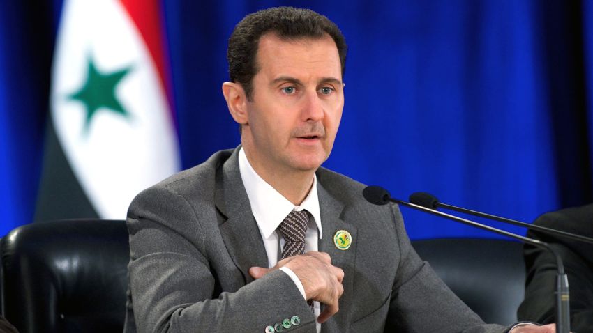 Image #: 27919660    epa04115935 A handout photo released by Syria's Arab News Agency (SANA) shows Syrian President Bashar Assad speaking during a meeting in Damascus, Syria on 08 March 2014 to mark the 51st anniversary of the March 8th revolution. Assad said that the country will go on with the reconciliation efforts along with its fight against terrorism.  EPA/SANA / HANDOUT   EDITORIAL USE ONLY/NO SALES /LANDOV