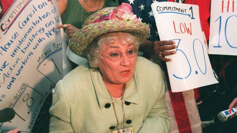 U.S. congresswoman, lawyer and women's advocate <a href="http://jwa.org/womenofvalor/abzug" target="_blank" target="_blank">Bella Abzug was a national figure </a>who authored a bill to create the <a href="http://jwa.org/womenofvalor/abzug/spirit-of-houston" target="_blank" target="_blank">first National Women's Conference in 1977</a>. 