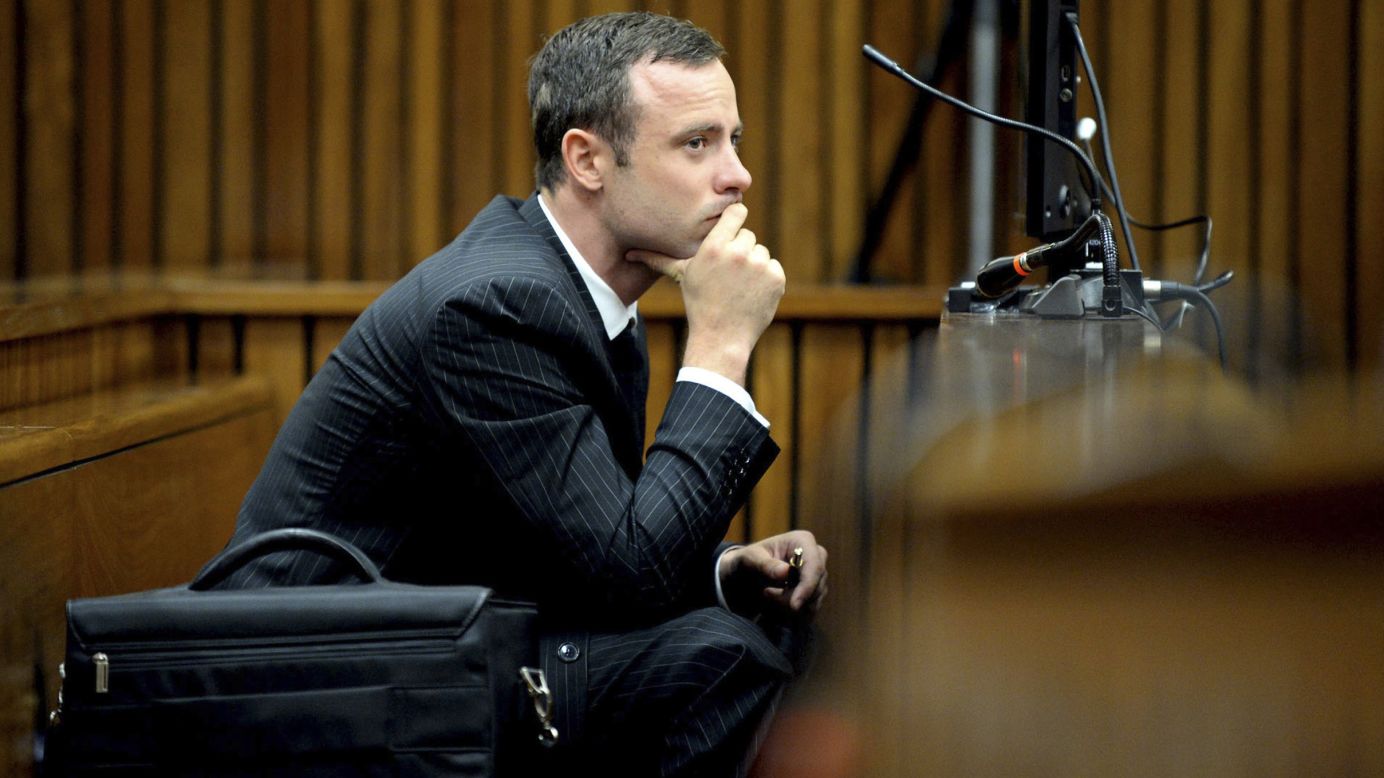 Pistorius listens to cross-questioning on Monday, March 10.