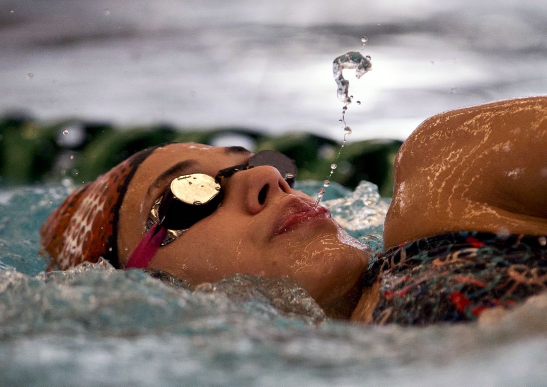 Argentine swimmer Macarena Cevallos practices her backstroke Friday, March 7, at the South American Games in Santiago, Chile.