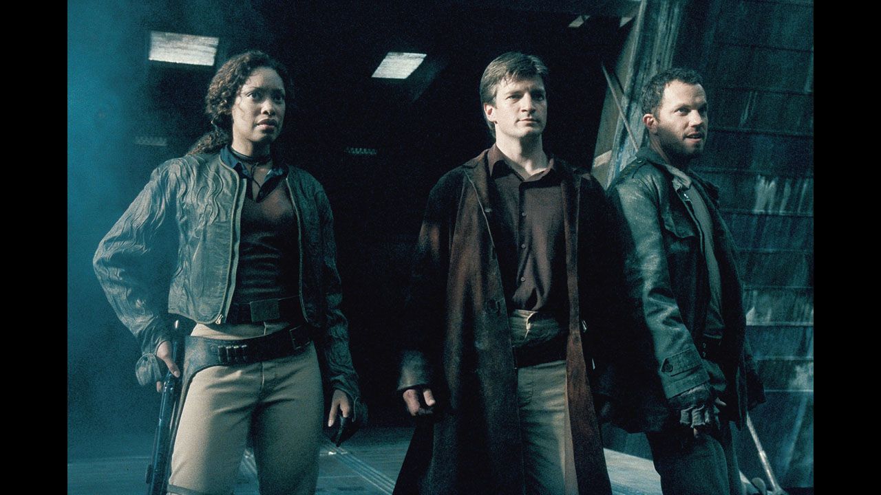 Joss Whedon's "Firefly" went off the air years ago, but it remains a cult favorite -- in part because of a multiracial cast that also featured women in kick-butt roles. Here, Gina Torres, Nathan Fillion and Adam Baldwin get ready to do battle.<br />  