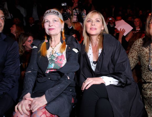  Westwood scores front row seats at Berlin Fashion Week alongside "Sex and the City" actress Kim Cattrall. Westwood designed Sarah Jessica Parker's wedding dress in the 2008 film of the series.
