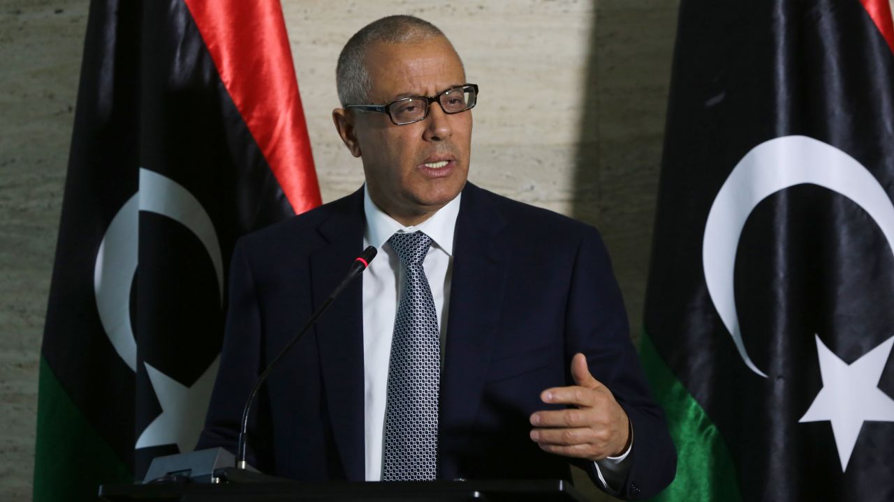 Libya's Prime Minister Ali Zeidan speaks during a news conference on March 8, 2014, in the capital, Tripoli.