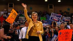 Then-Sen. Hillary Clinton campaigns in Dallas on March 1, 2008 ahead of the Texas primary.