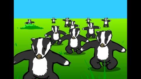 "Badger Badger Badger" was a flash animation in 2003 featuring an army of badgers dancing to a repetitive electronic song interspersed with occasional mentions of "mushroom."