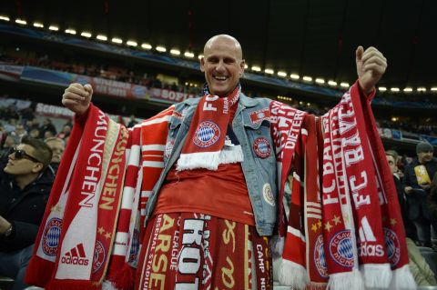 Bayern Munich fans arrived at the Allianz Arena in high spirits with their side confident of booking its place in the quarterfinals of the Champions League. Bayern led 2-0 against Arsenal going into the second leg of their last-16 tie.