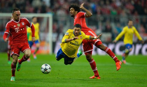Arsenal's Alex Oxlade-Chamberlain was one of the most impressive performers for the English side, which won at the Allianz a year ago in this competition. The midfielder caused Bayern plenty of problems with his searing pace.
