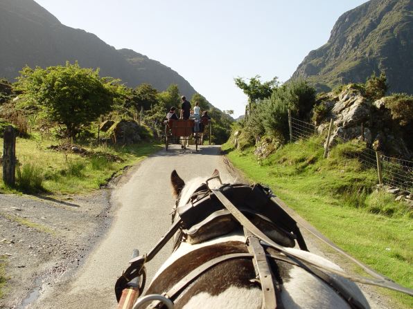 The spectacular Gap of Dunloe near Killarney is a narrow mountain pass between MacGillycuddy's Reeks and Purple Mountain in County Kerry.