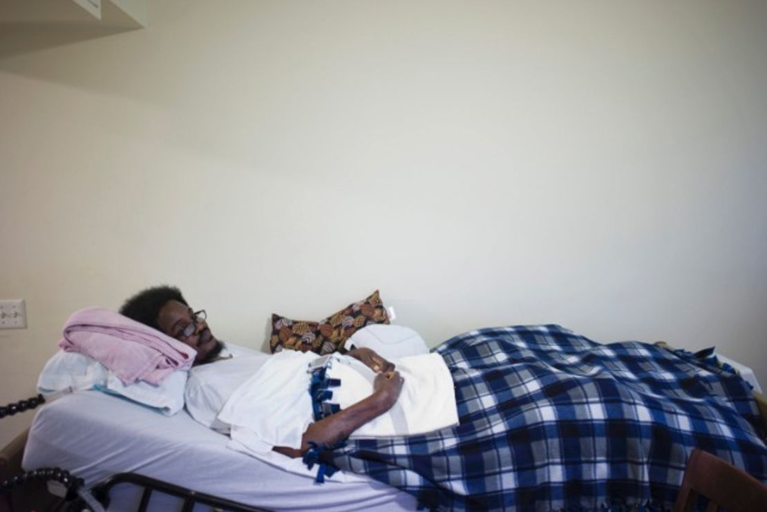 Harris, 48, is bedridden with ALS and lives with his mother who cares for him. - (Carlos Javier Ortiz for CNN)