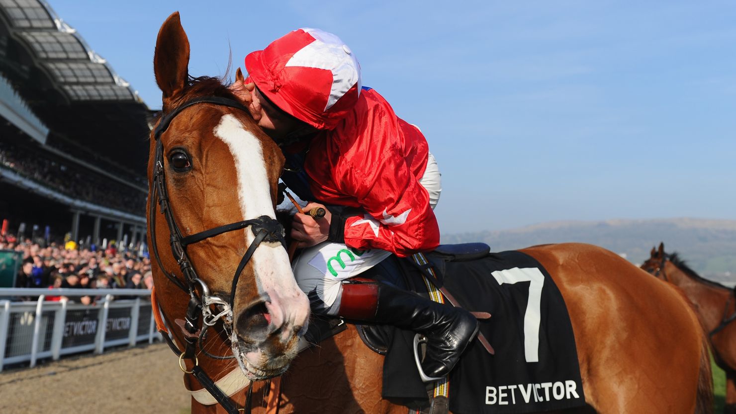 Jamie Moore rode Sire de Grugy to victory in the Queen Mother Champion Chase at Cheltenham.