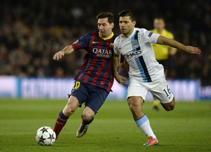 Lionel Messi of Barcelona went up against his fellow Argentine Sergio Aguero of Manchester City in the second leg of the last 16 Champions League clash between the two sides at the Camp Nou. Aguero had to be substituted at halftime after suffering a hamstring injury.