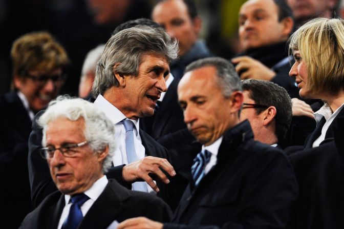 Manchester City manager Manuel Pellegrini was forced to sit from the stands after being handed a touchline ban by UEFA. The Chilean made disparaging remarks about Swedish referee Jonas Eriksson following the first leg defeat by Barcelona.